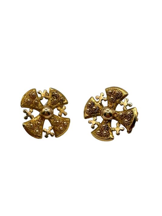 18k Clip-on Cross Earrings