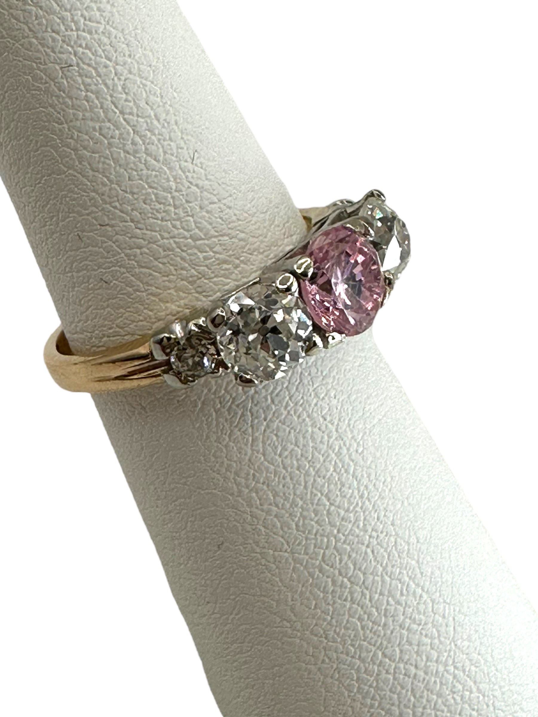 14k Diamond Pink Zircon Ring