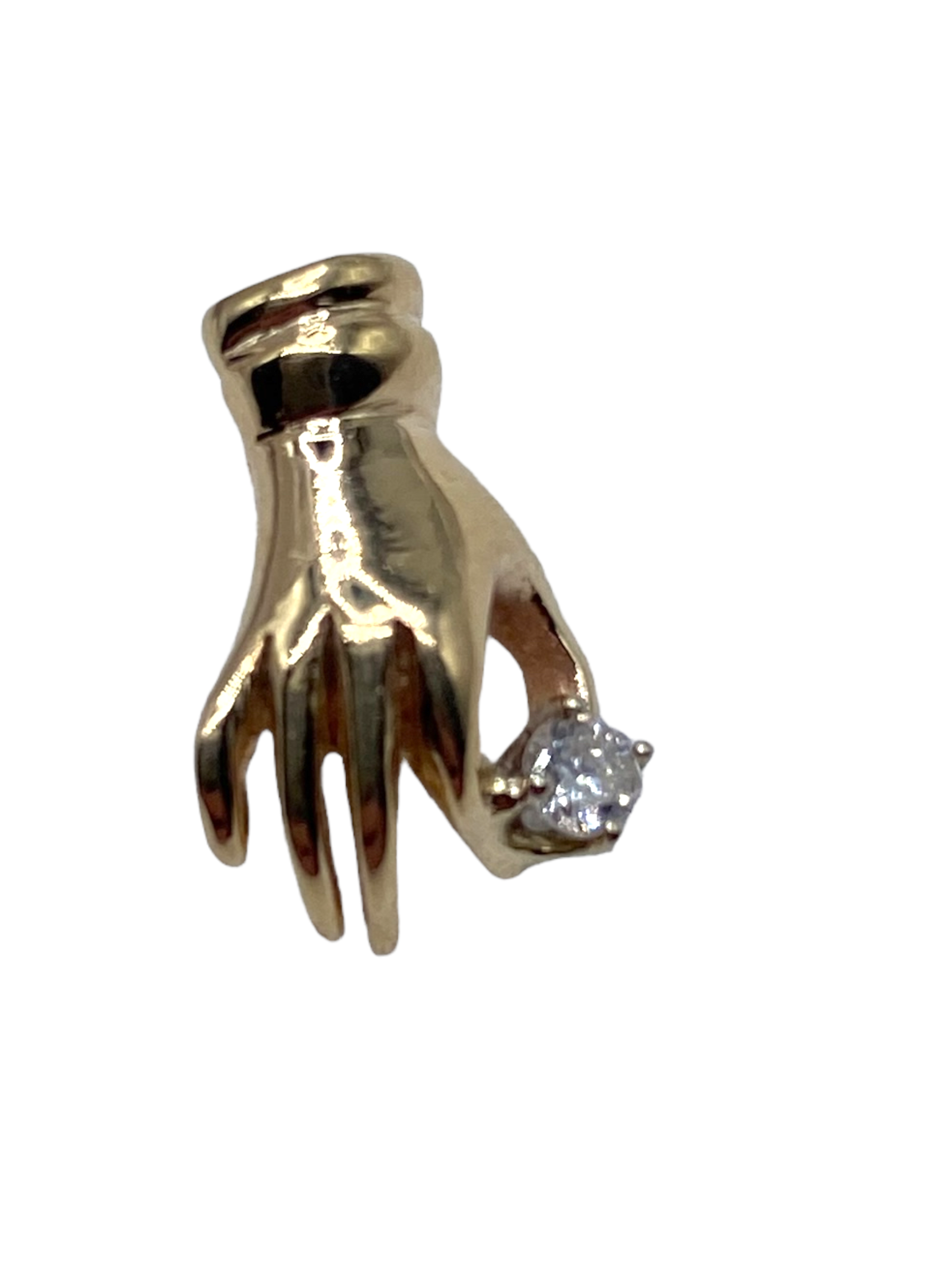 14k Diamond Hand Pendant