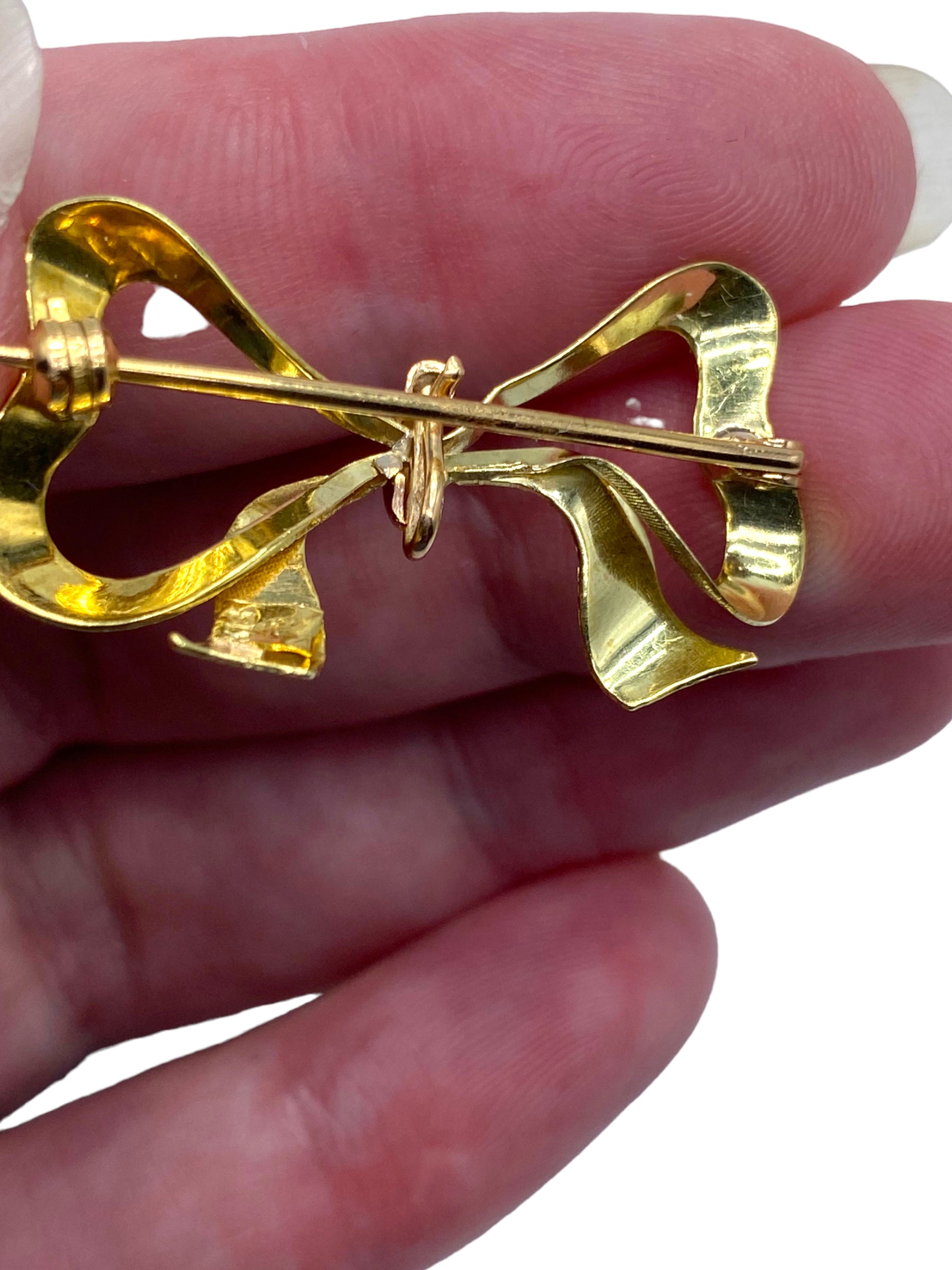 18k Bow Watch Pin/ Brooch