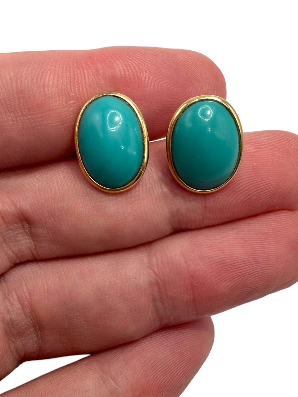 14k Turquoise Button Earrings