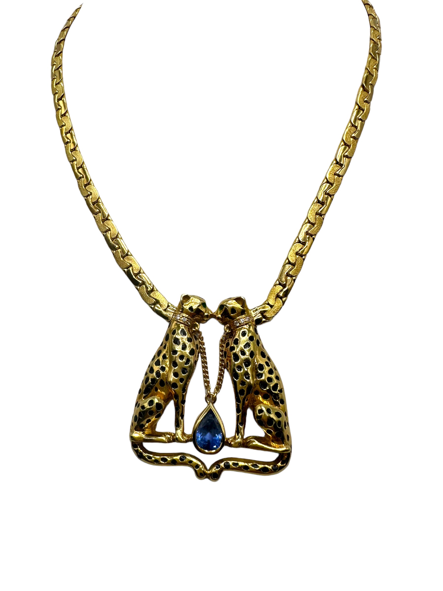 18k Dual Cheetahs Tanzanite Necklace