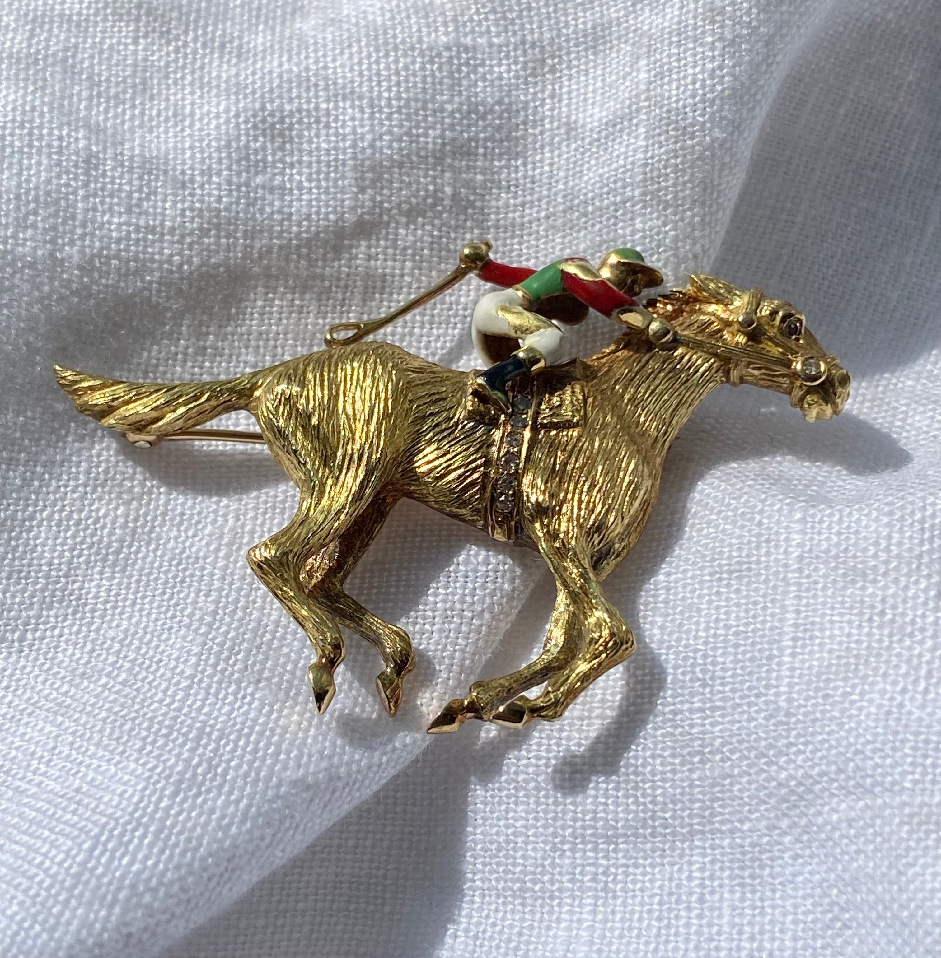 18k Cartier Jockey Racehorse Brooch