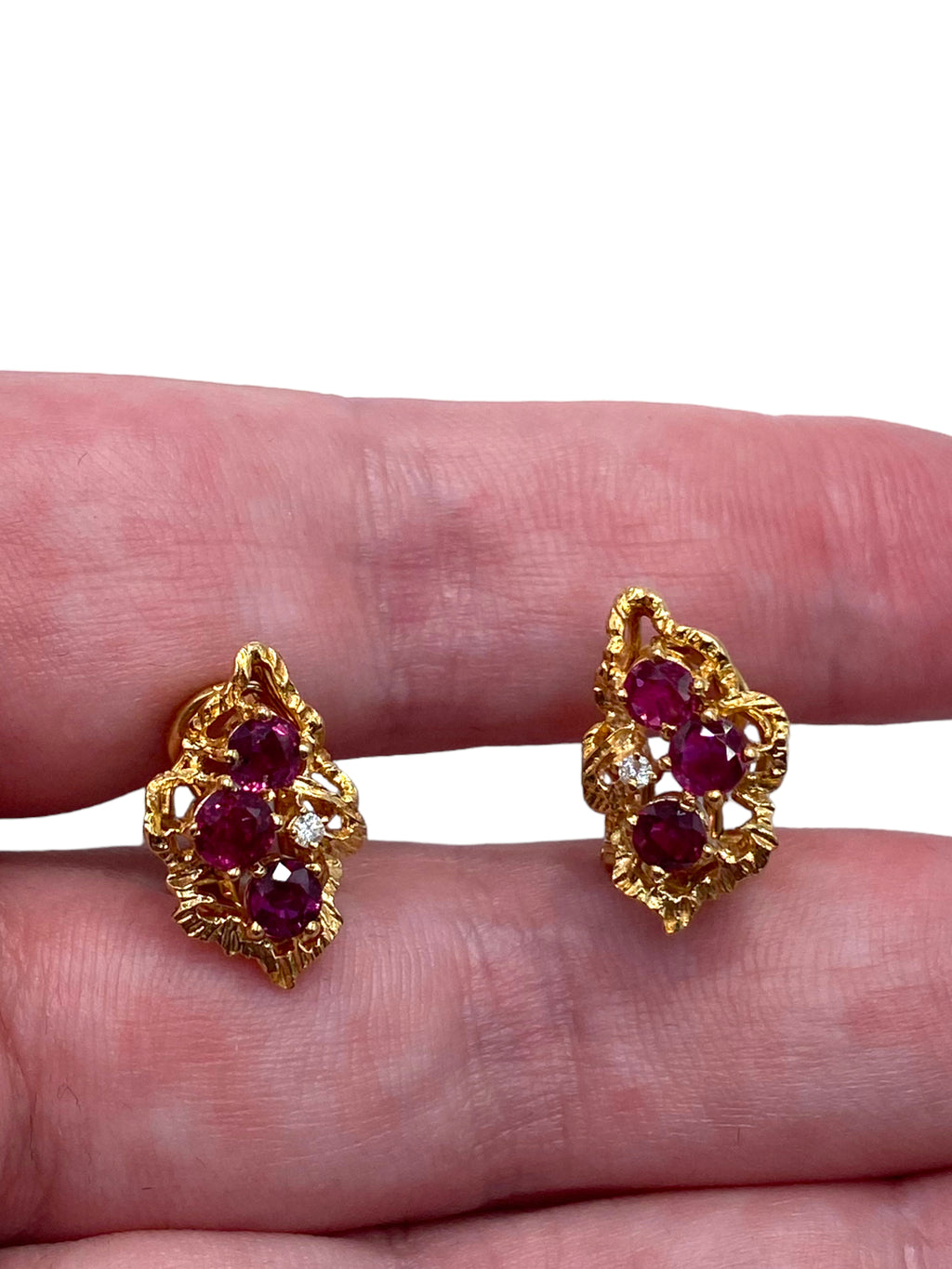 14k Ruby Diamond Earrings