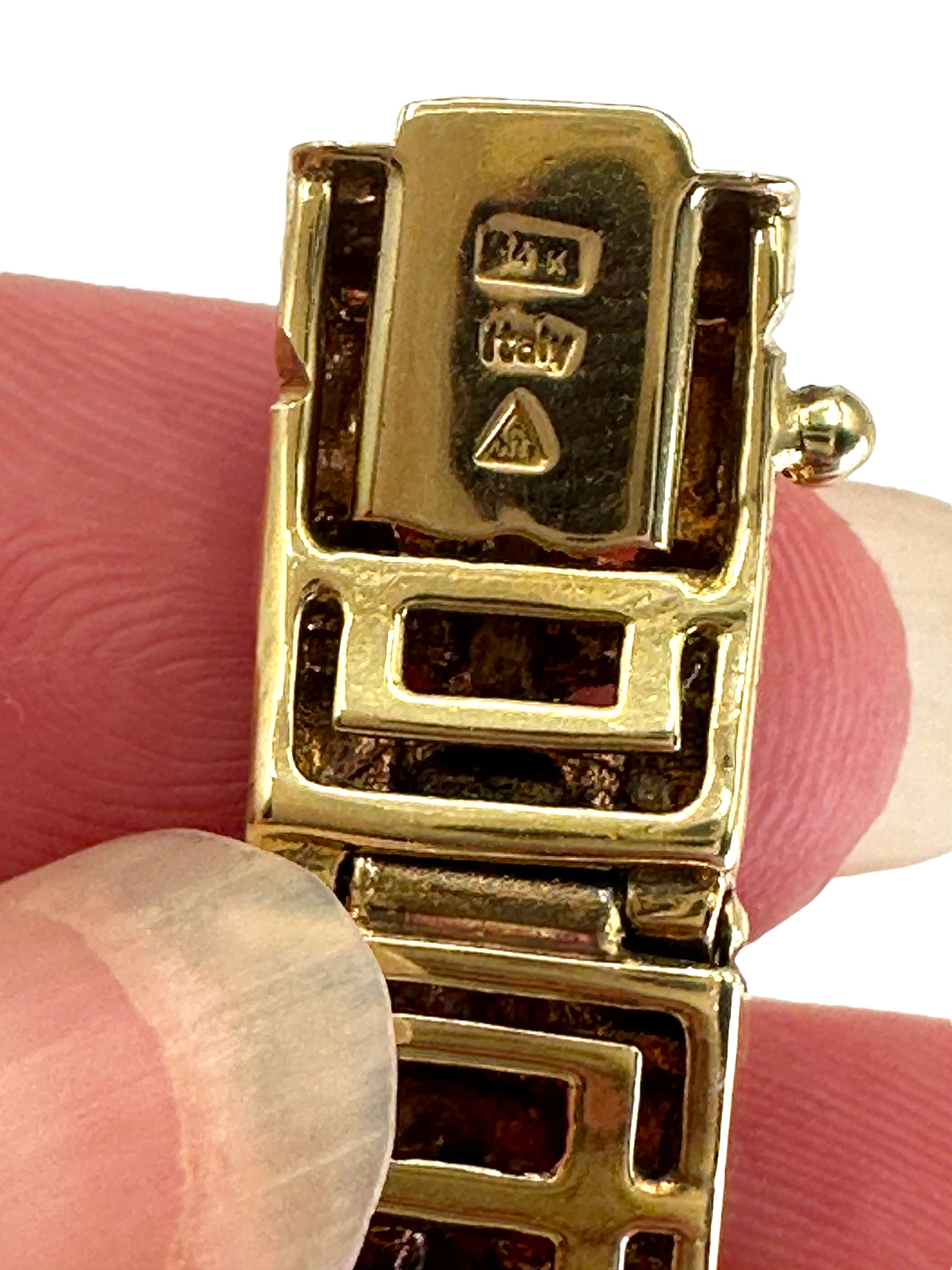 14k Cobalt Blue Enamel Basketweave Design Bracelet