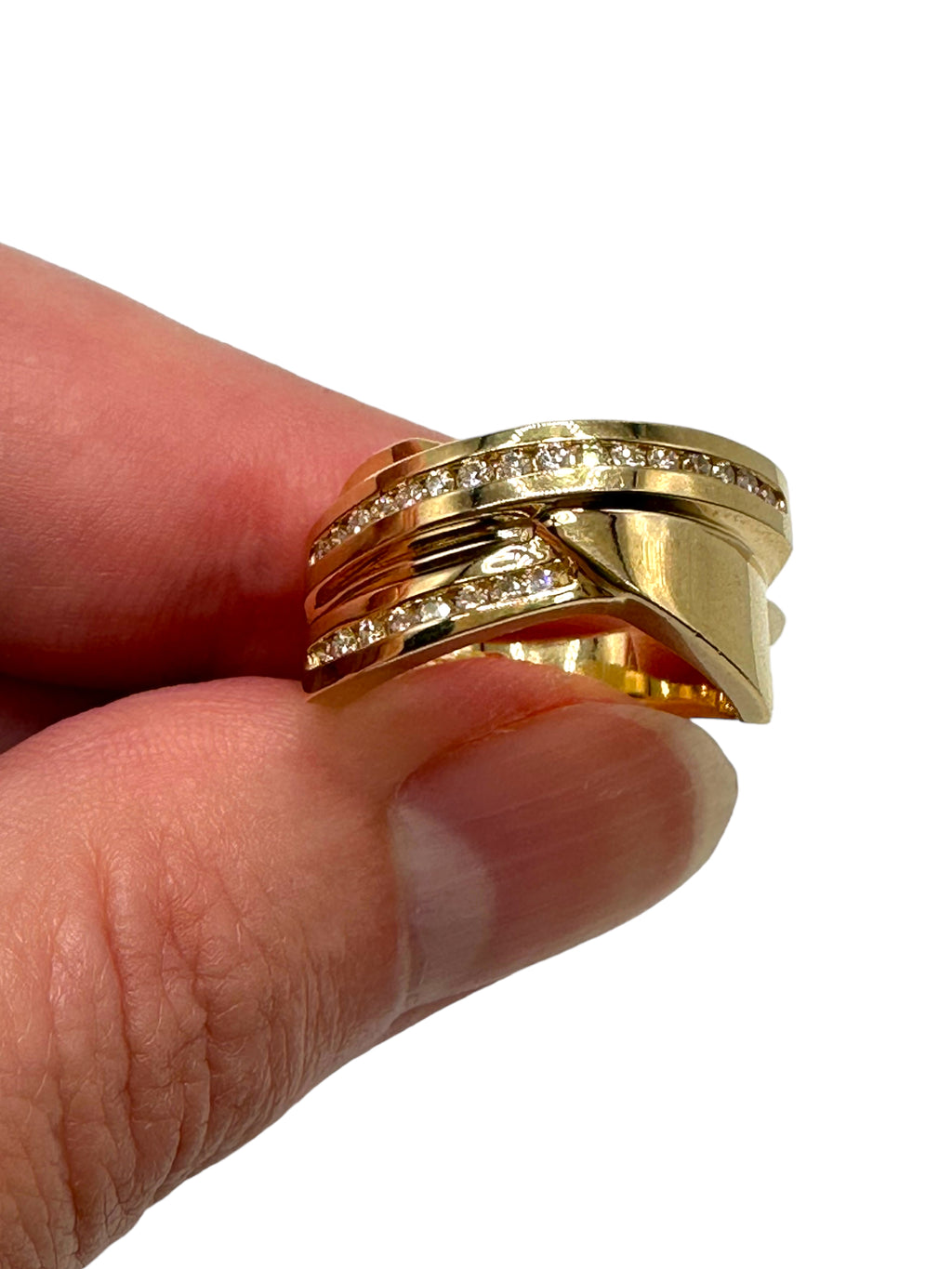 14k Diamond Crossover Ring