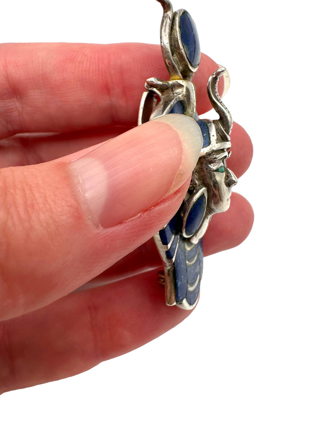 Sterling Silver Lapis Egyptian Pendant/Pin