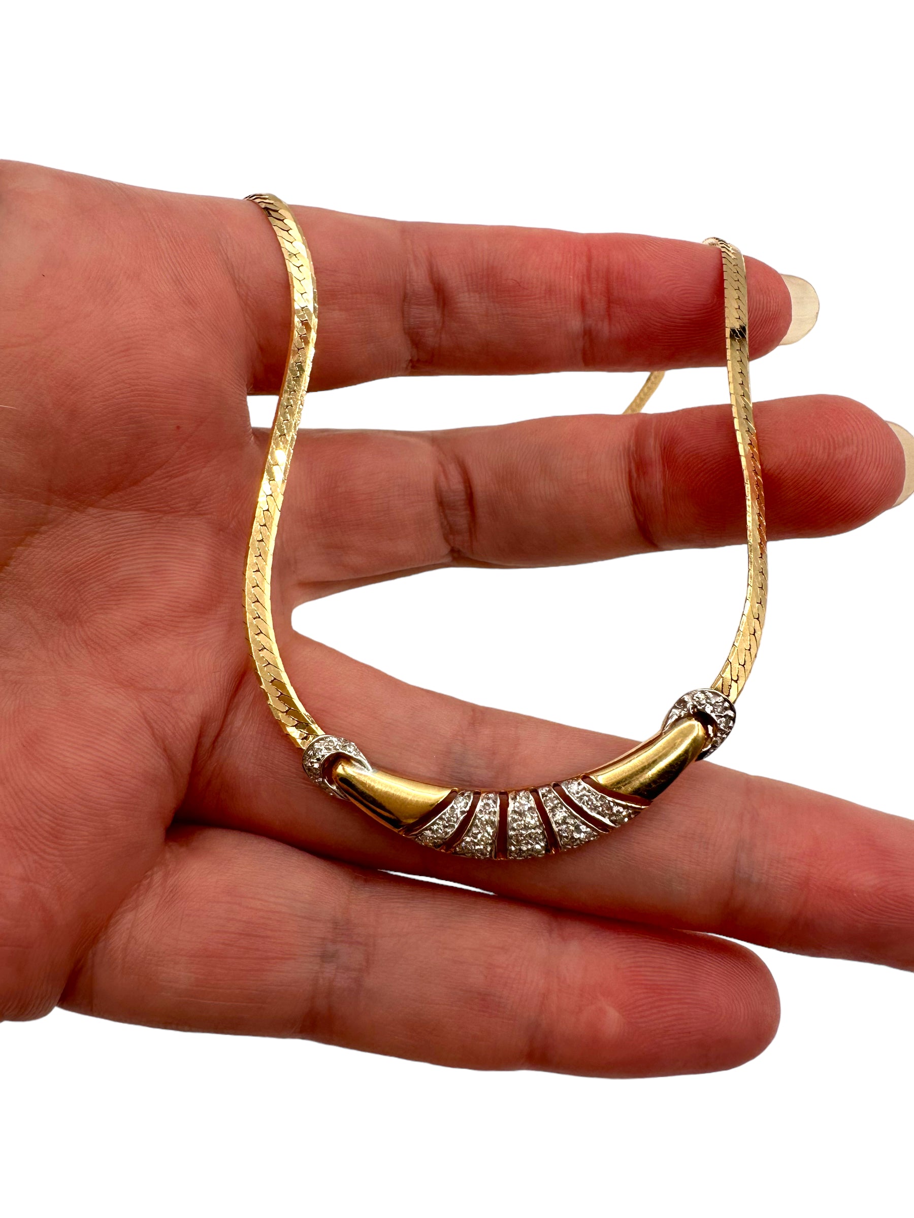 14k Diamond Deco Inspired Necklace