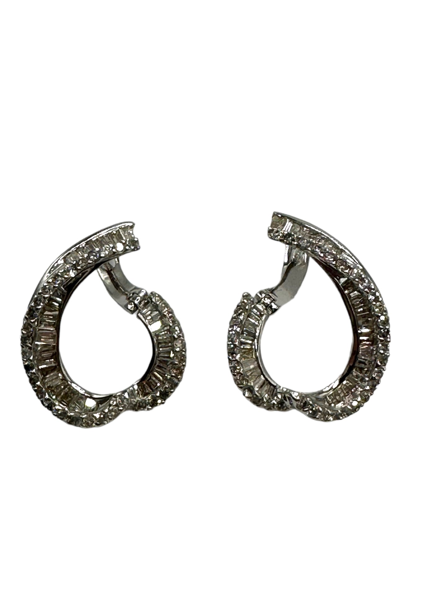 18k White Gold Diamond Offset Hoop Earrings