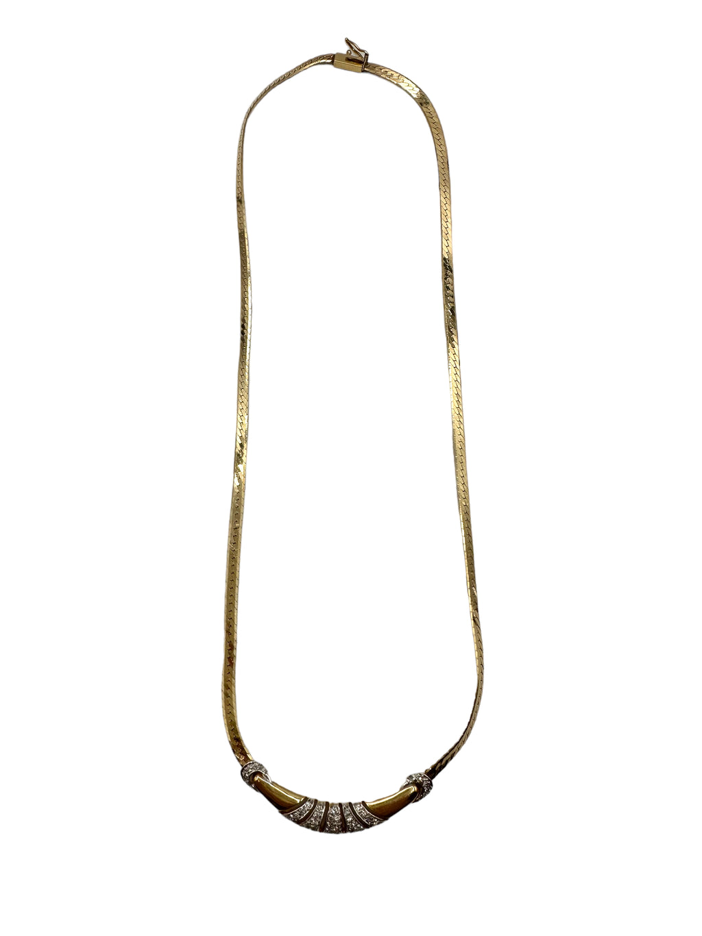 14k Diamond Deco Inspired Necklace