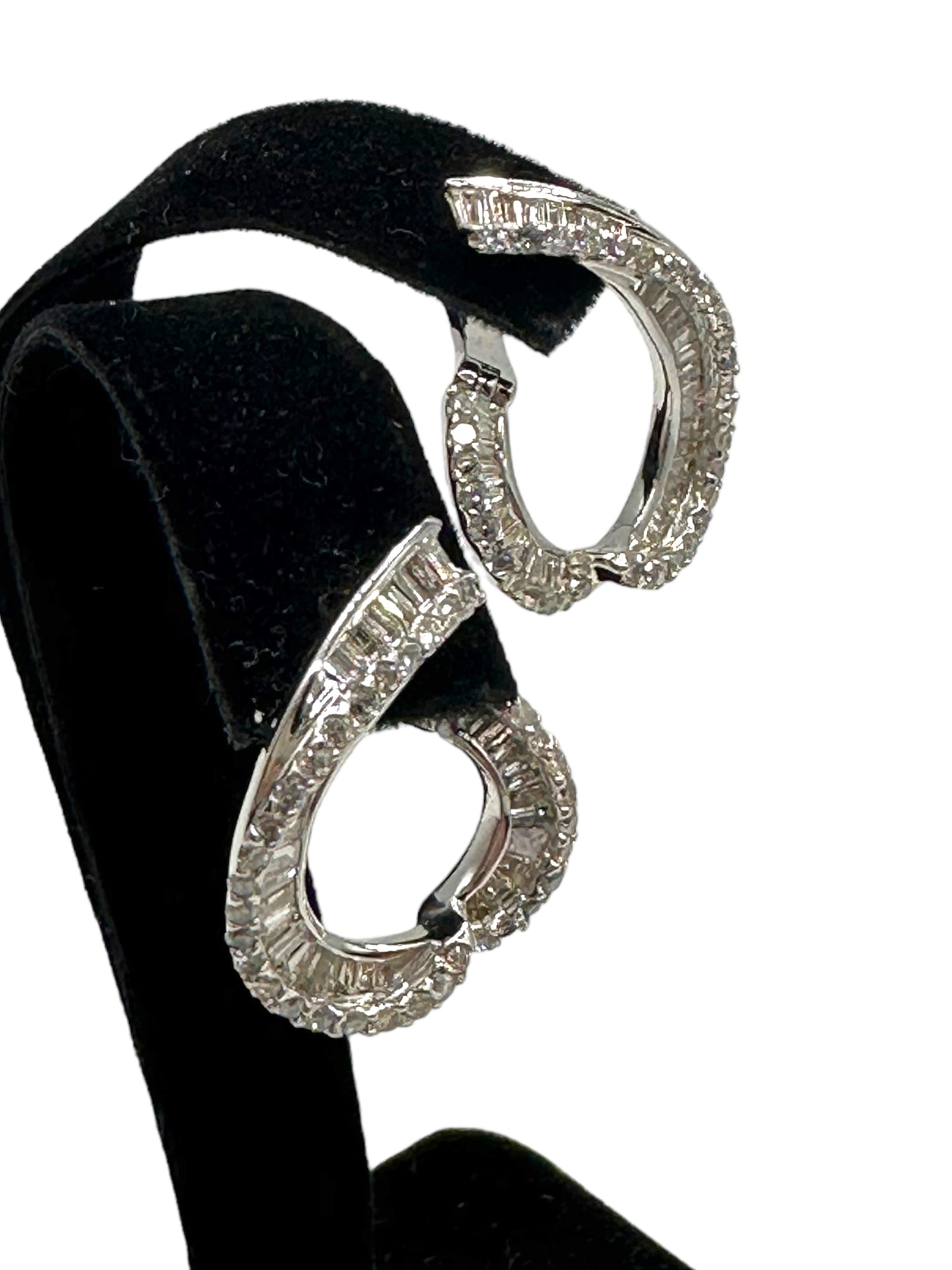 18k White Gold Diamond Offset Hoop Earrings