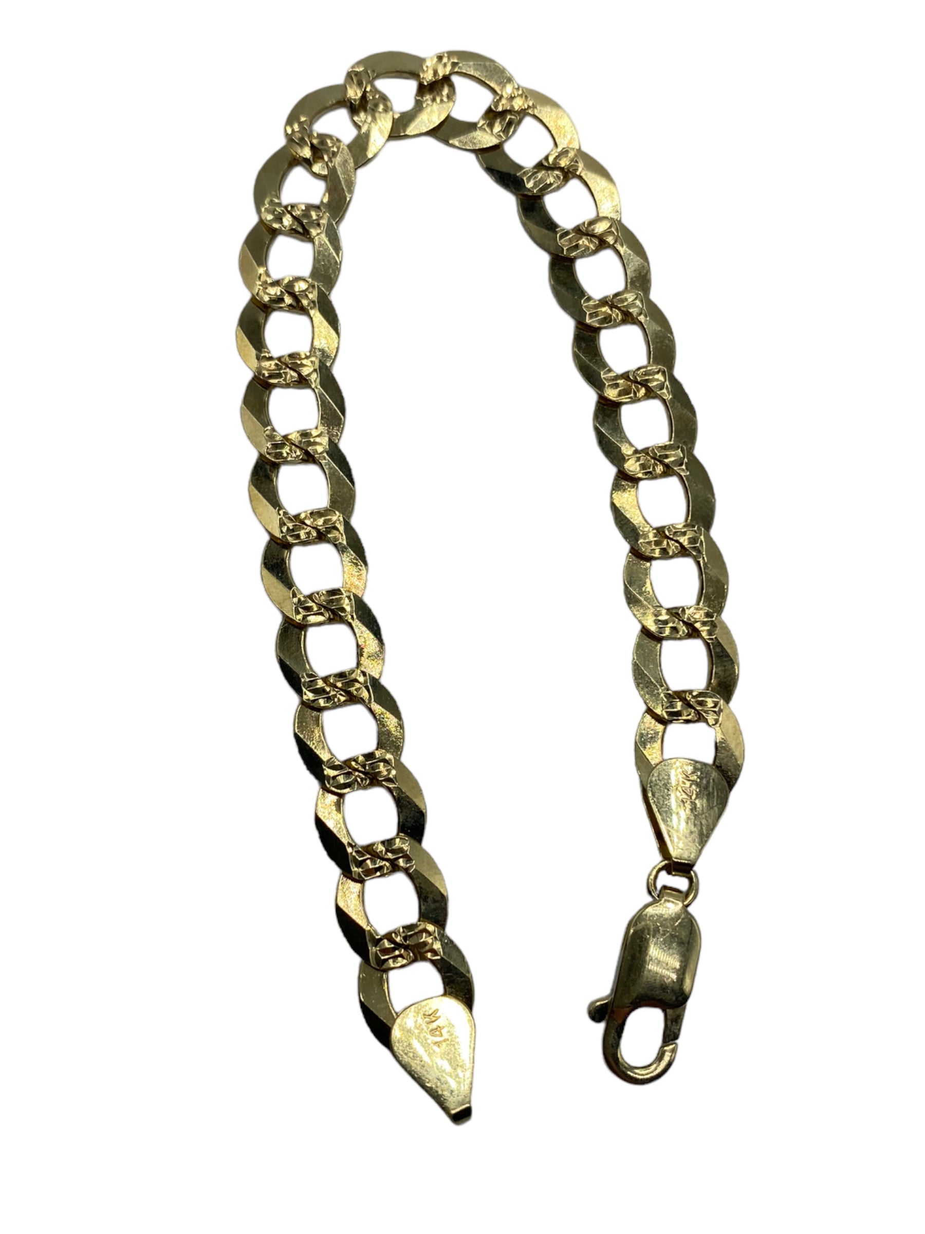 14k Flattened Curb Charm Bracelet