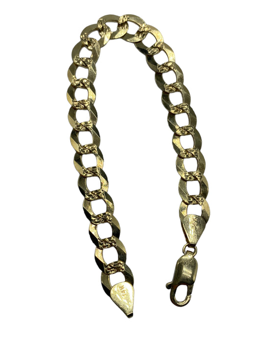 14k Flattened Curb Charm Bracelet