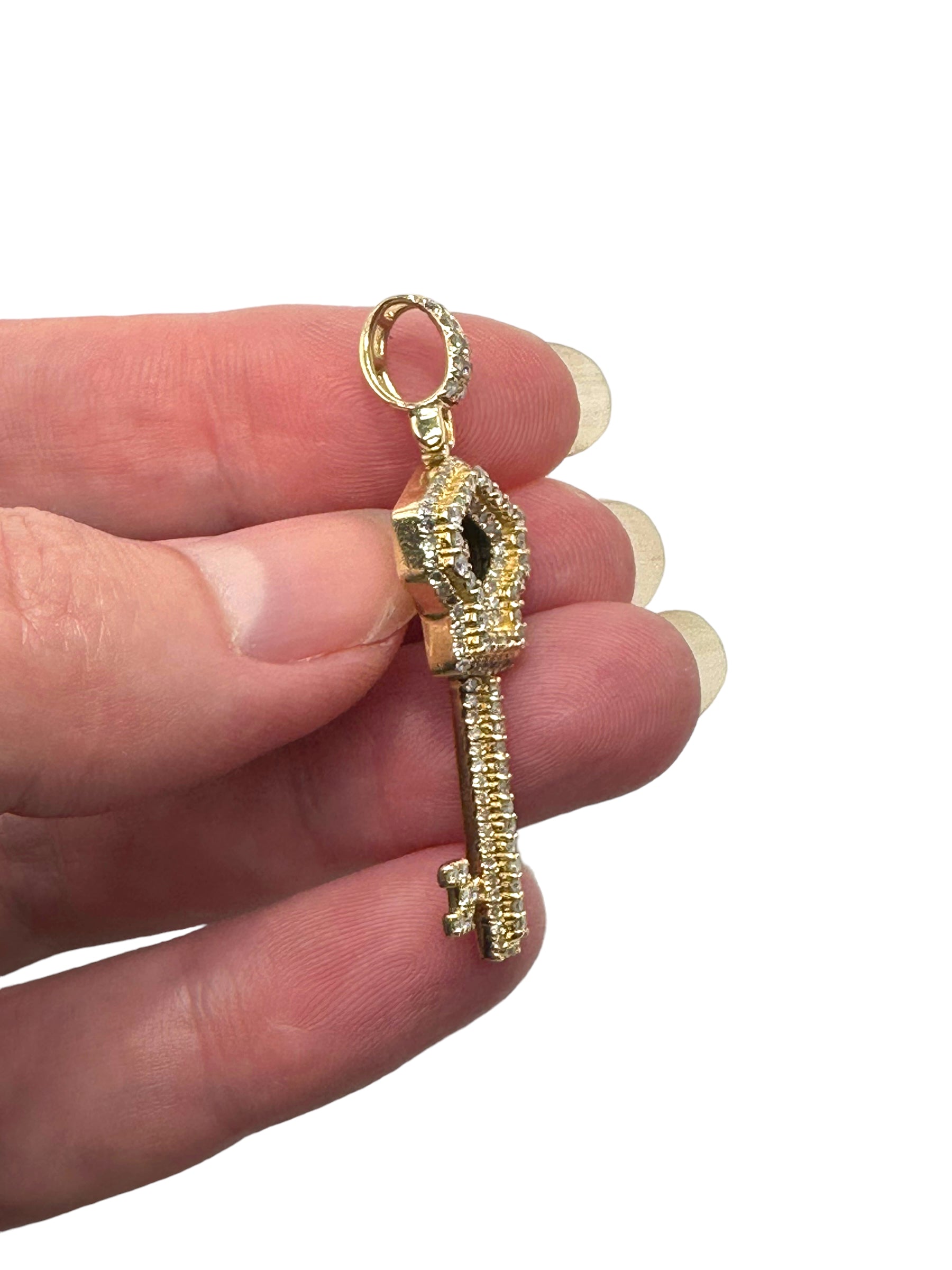14k Diamond Key Pendant