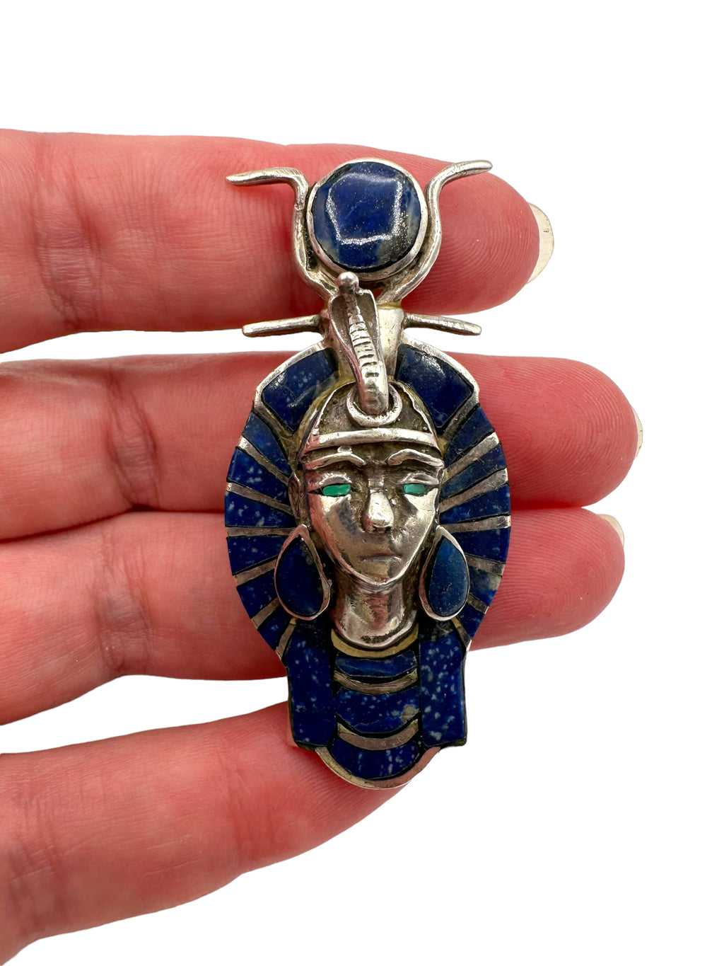 Sterling Silver Lapis Egyptian Pendant/Pin