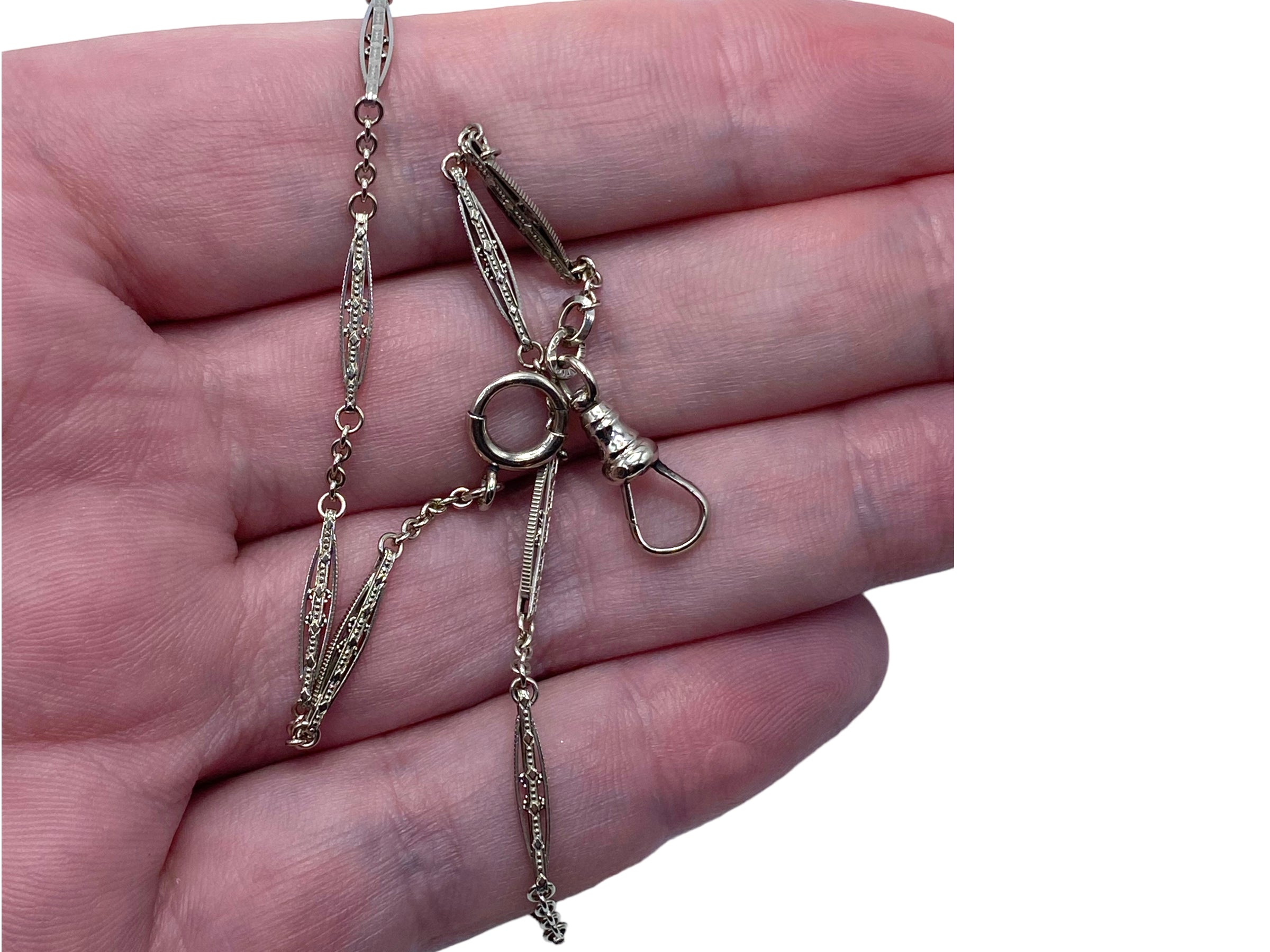14k White Gold Watch Chain