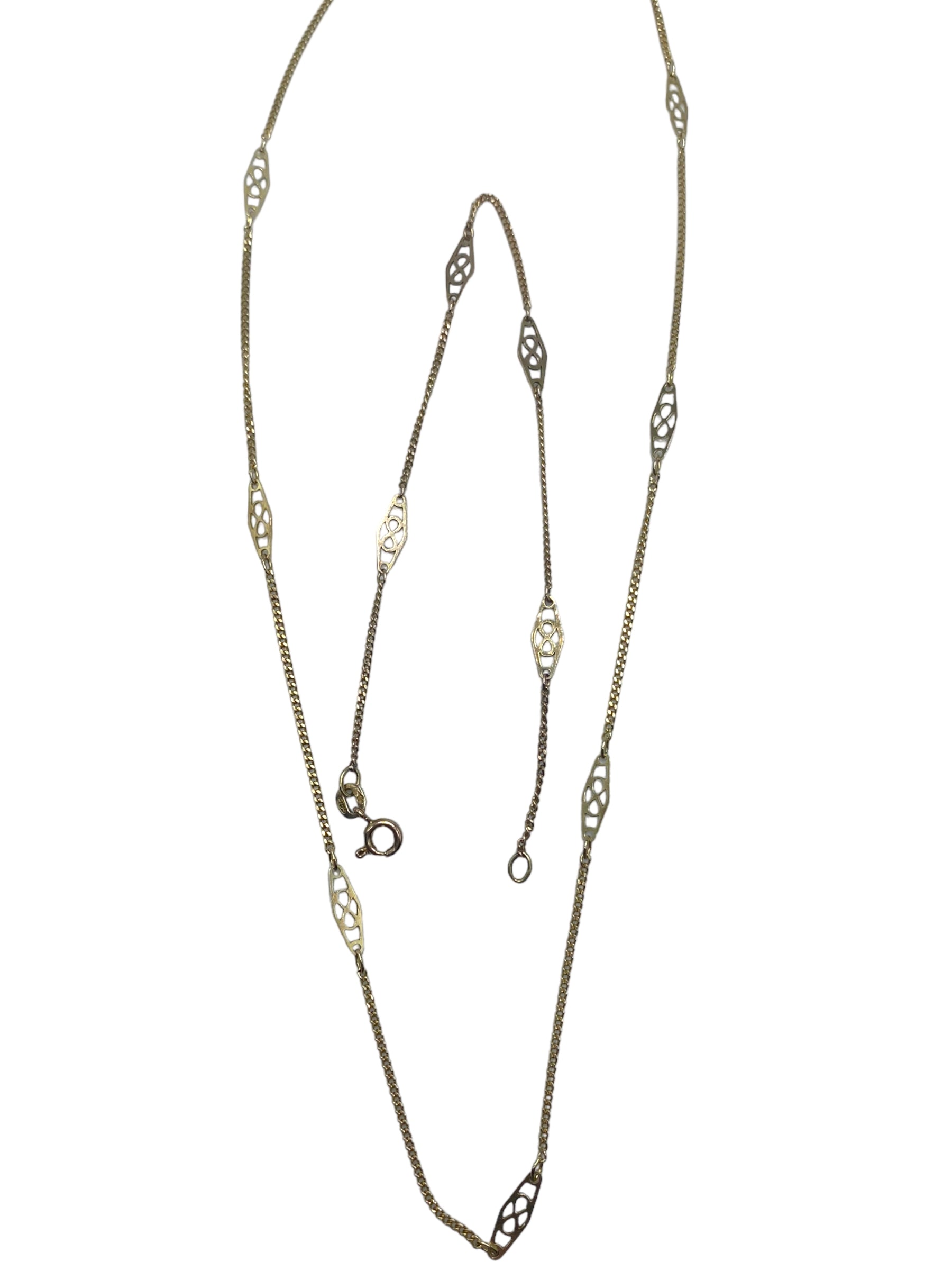 14k Fancy Link Necklace and Bracelet Set