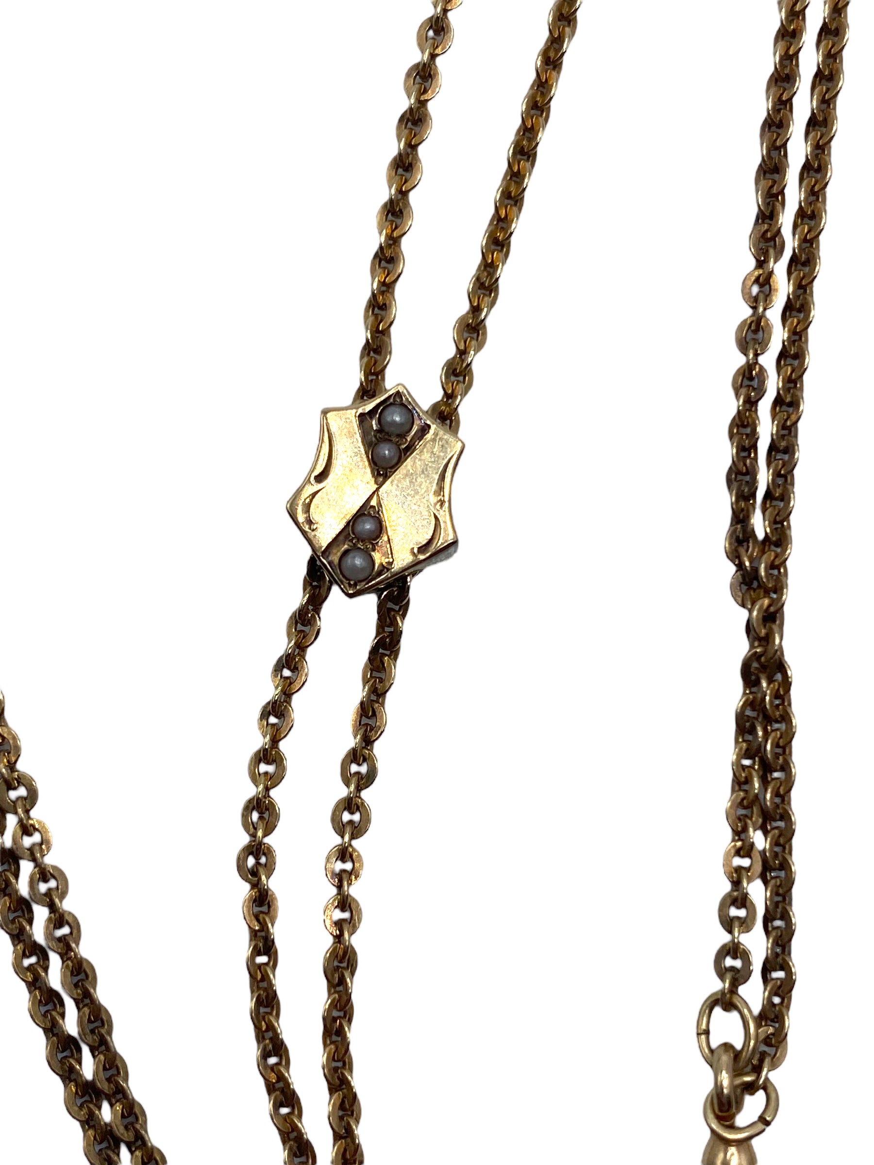 10k Victorian Pearl Slide Long Guard Chain