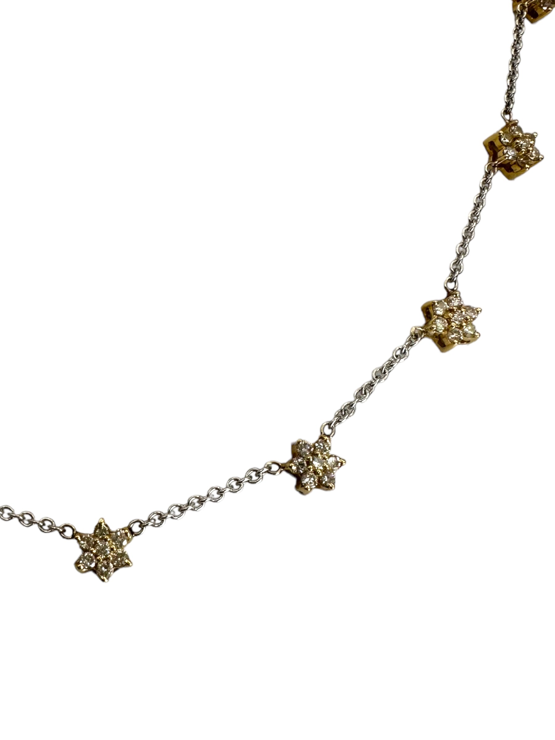 14k Two-tone Diamond Star Station Necklace