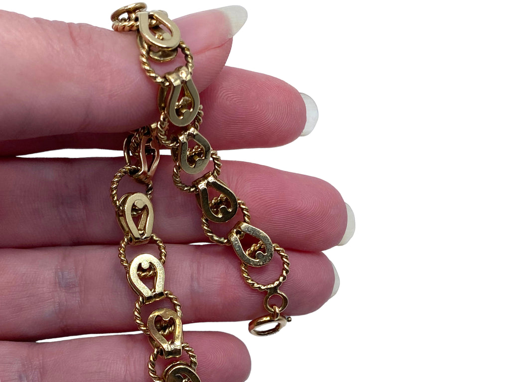 14k Horseshoe Link Charm Bracelet