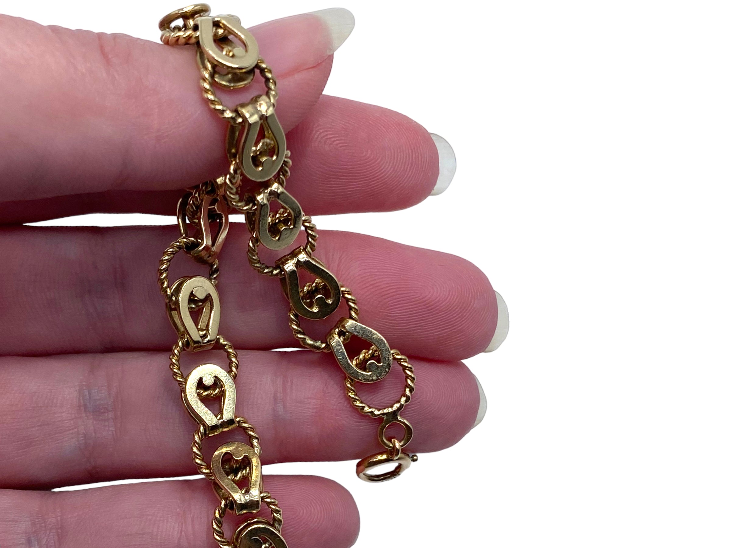 14k Horseshoe Link Charm Bracelet