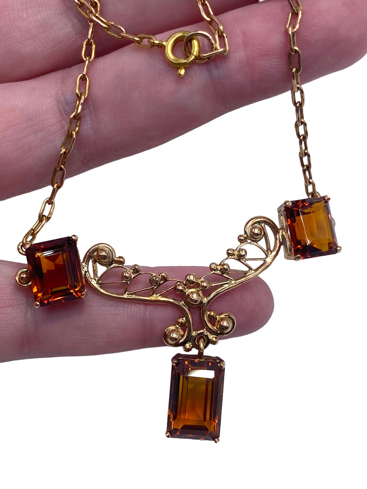 14k Rosy Gold Citrine Necklace