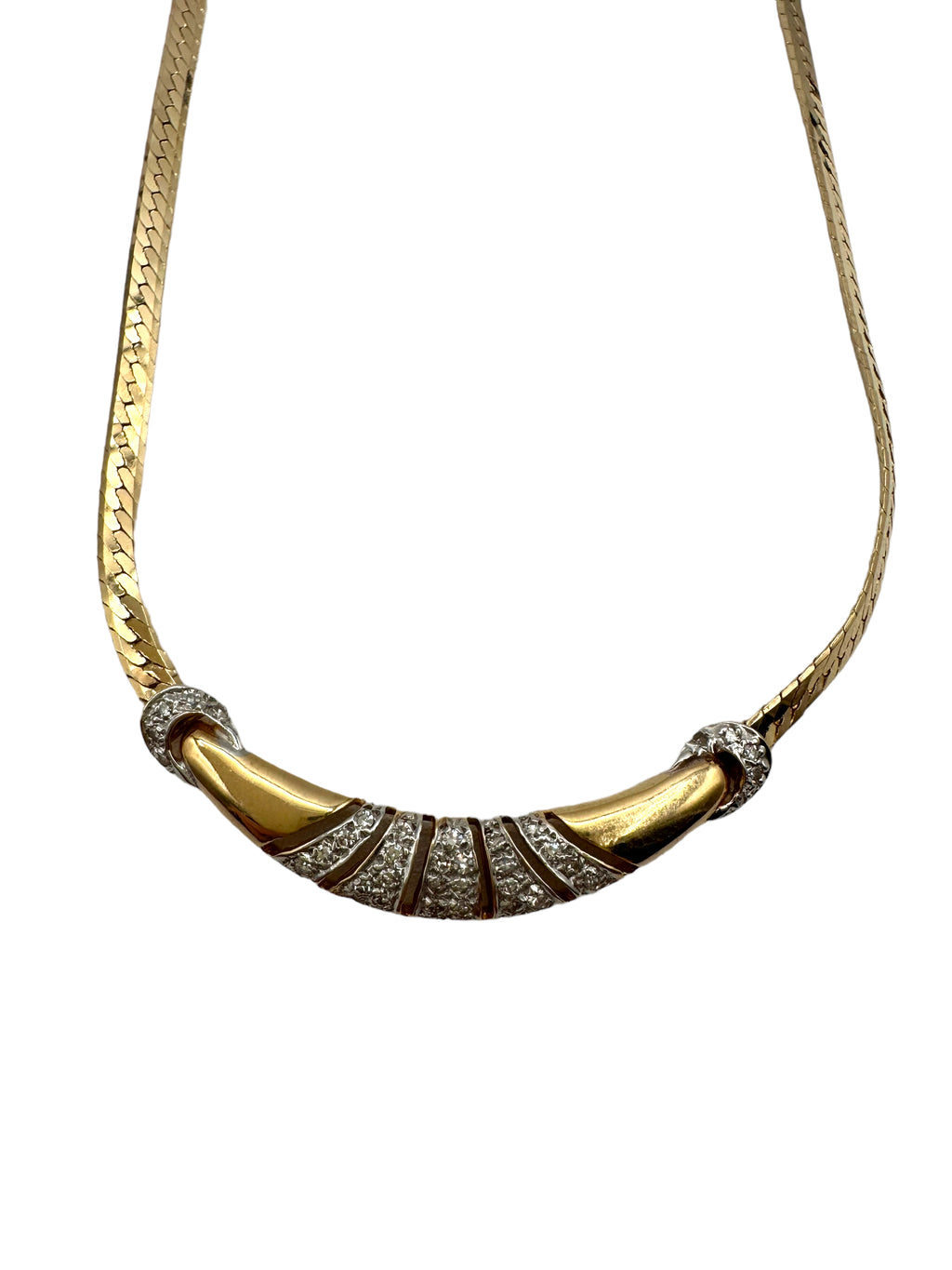 14k Diamond Deco Inspired Necklace