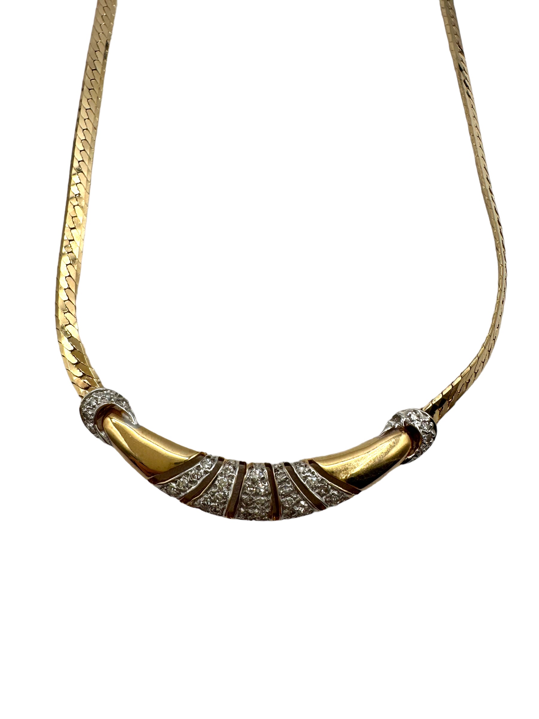14k Diamond Deco Inspired Necklace