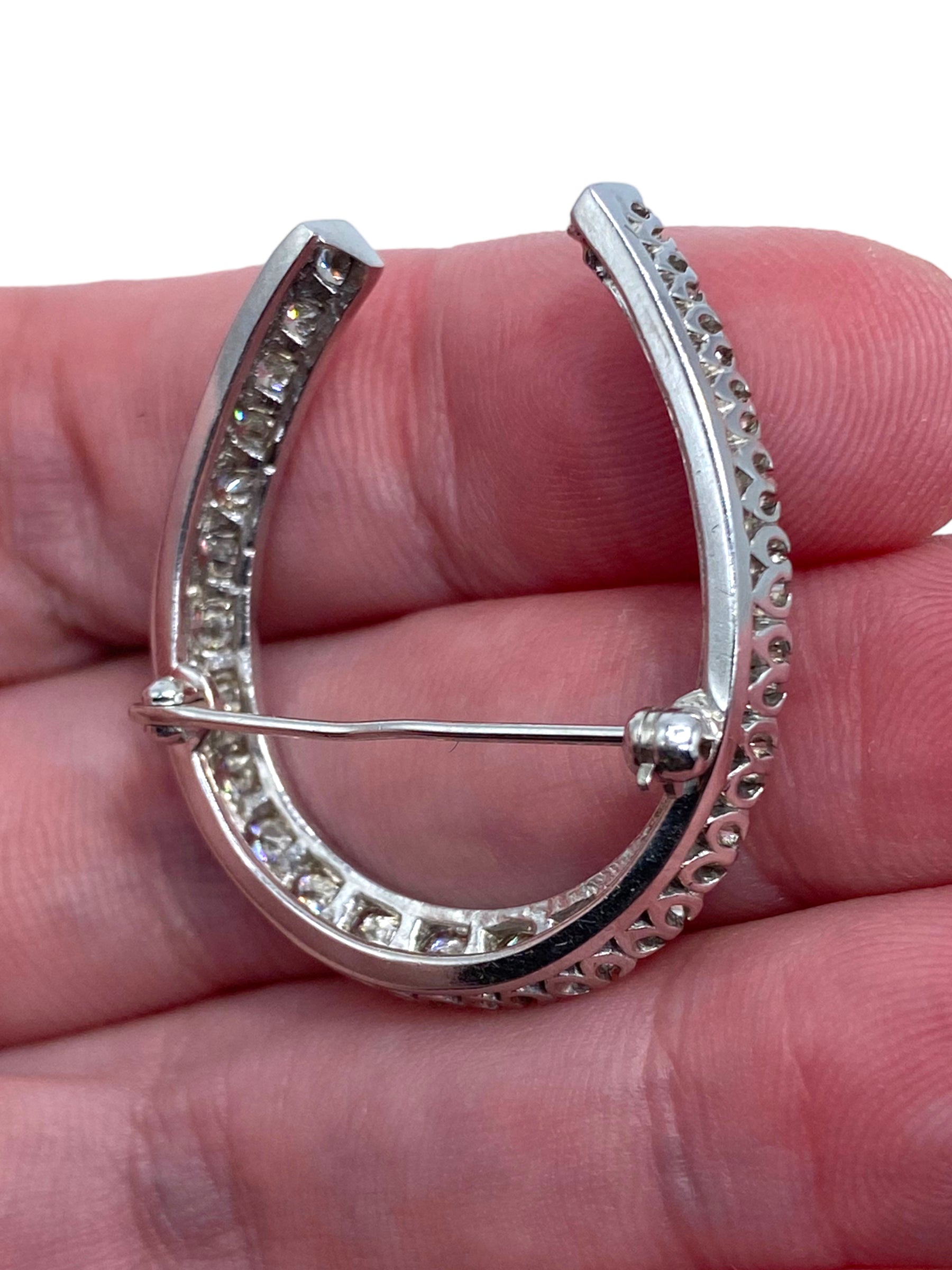 18k Diamond Horseshoe Brooch