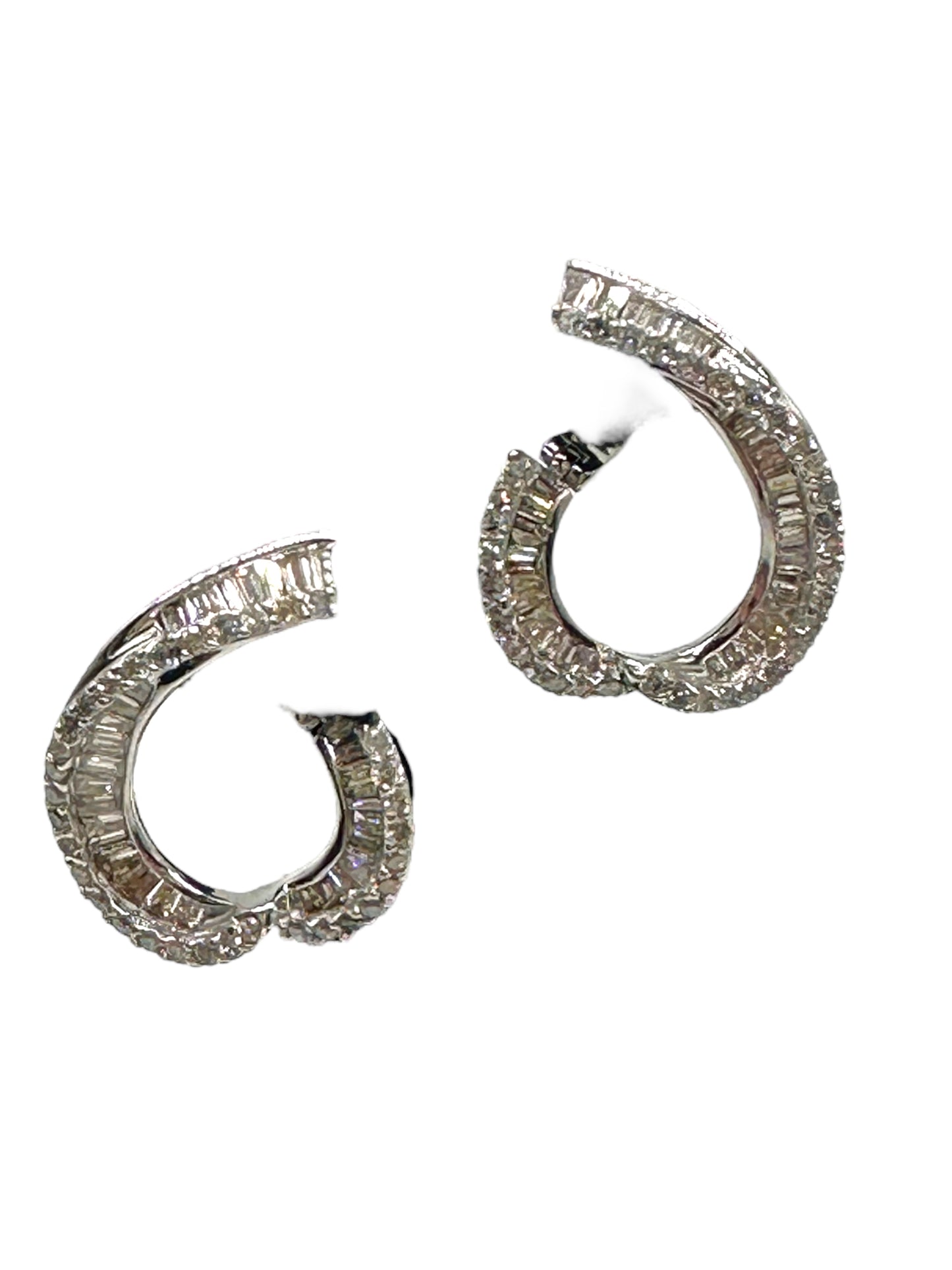 18k White Gold Diamond Offset Hoop Earrings