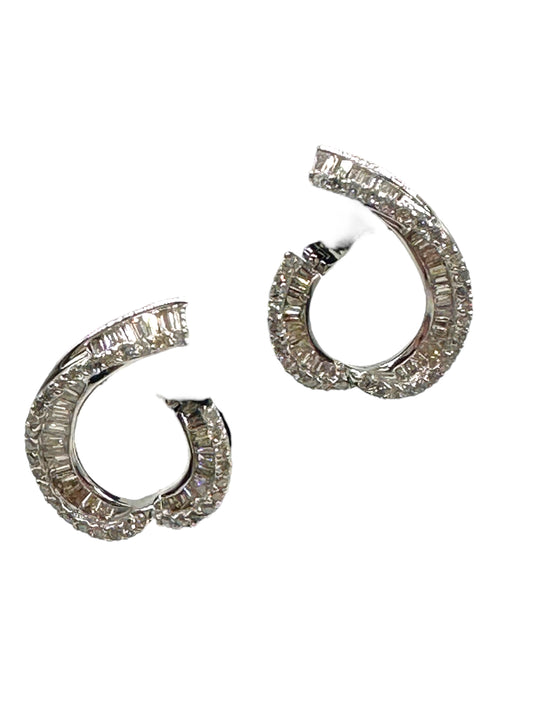 18k White Gold Diamond Offset Hoop Earrings