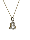 14k “B” Diamond Initial Pendant Necklace