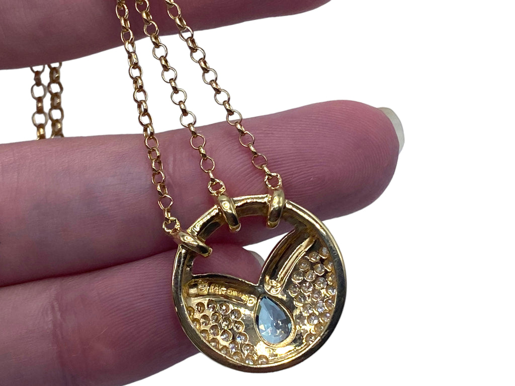 14k Zircon Diamond Lavalier Necklace