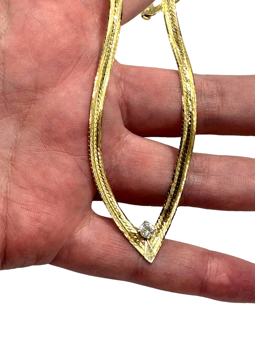 14k Chevron Diamond Necklace