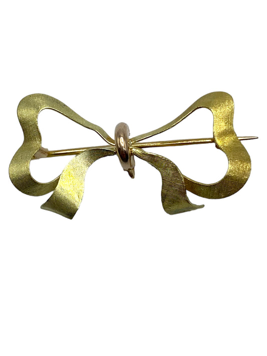 18k Bow Watch Pin/ Brooch