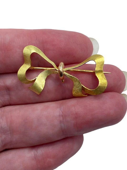 18k Bow Watch Pin/ Brooch