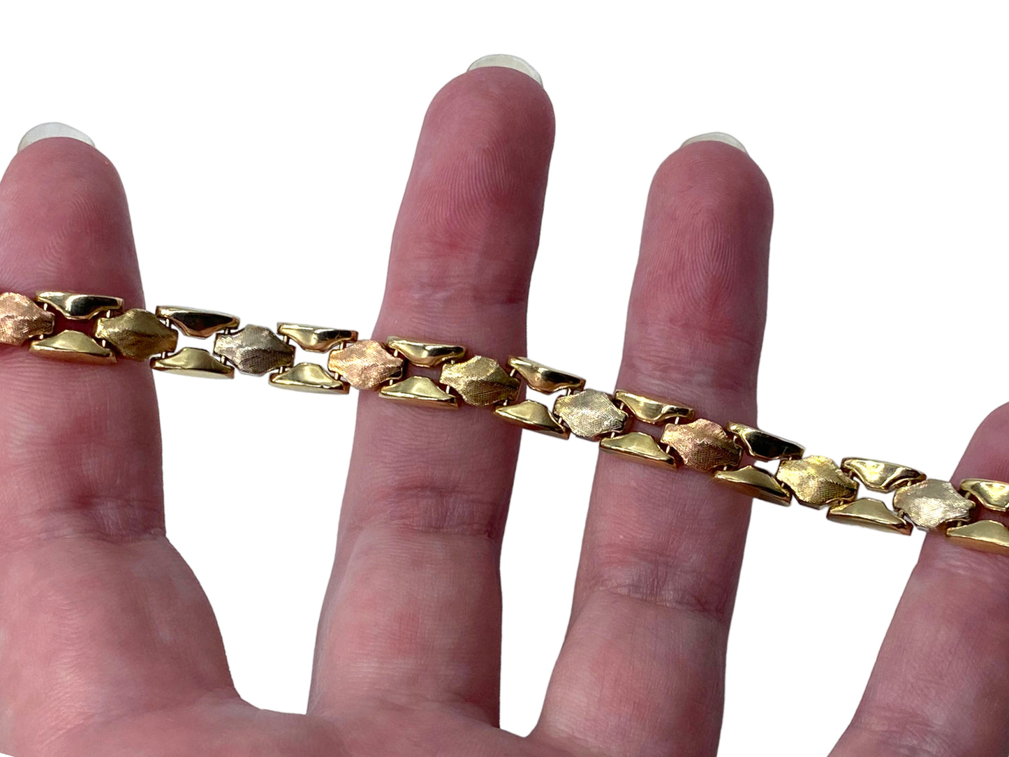 14k Tri-tone Chunky Link Bracelet