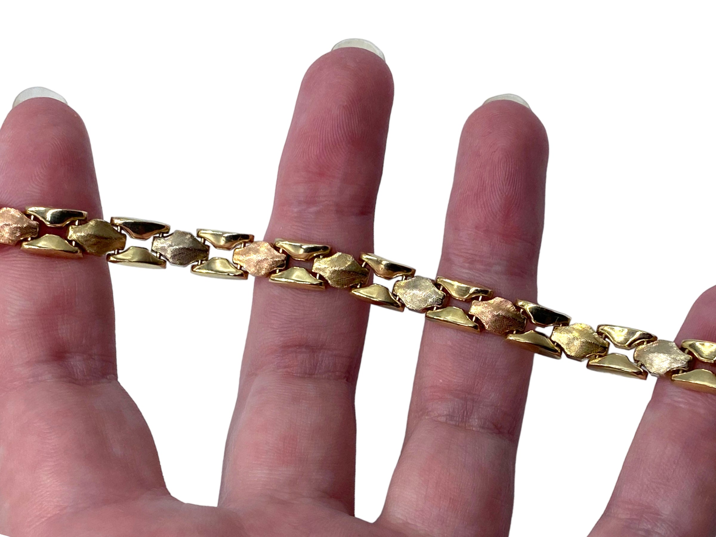 14k Tri-tone Chunky Link Bracelet