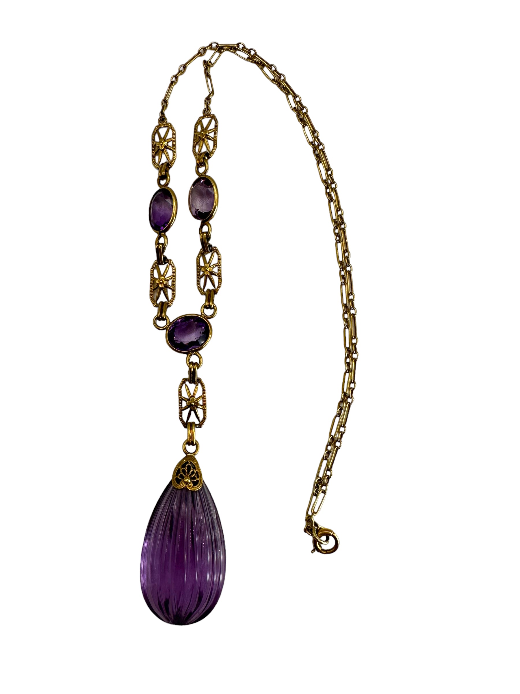 14k Amethyst Lavaliere Necklace