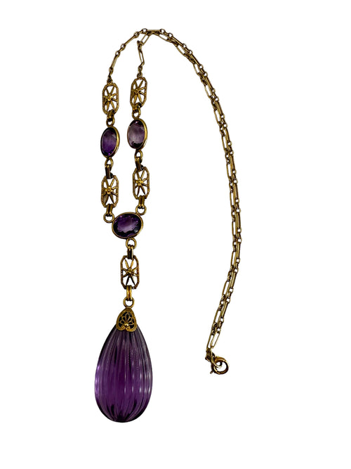 14k Amethyst Lavaliere Necklace