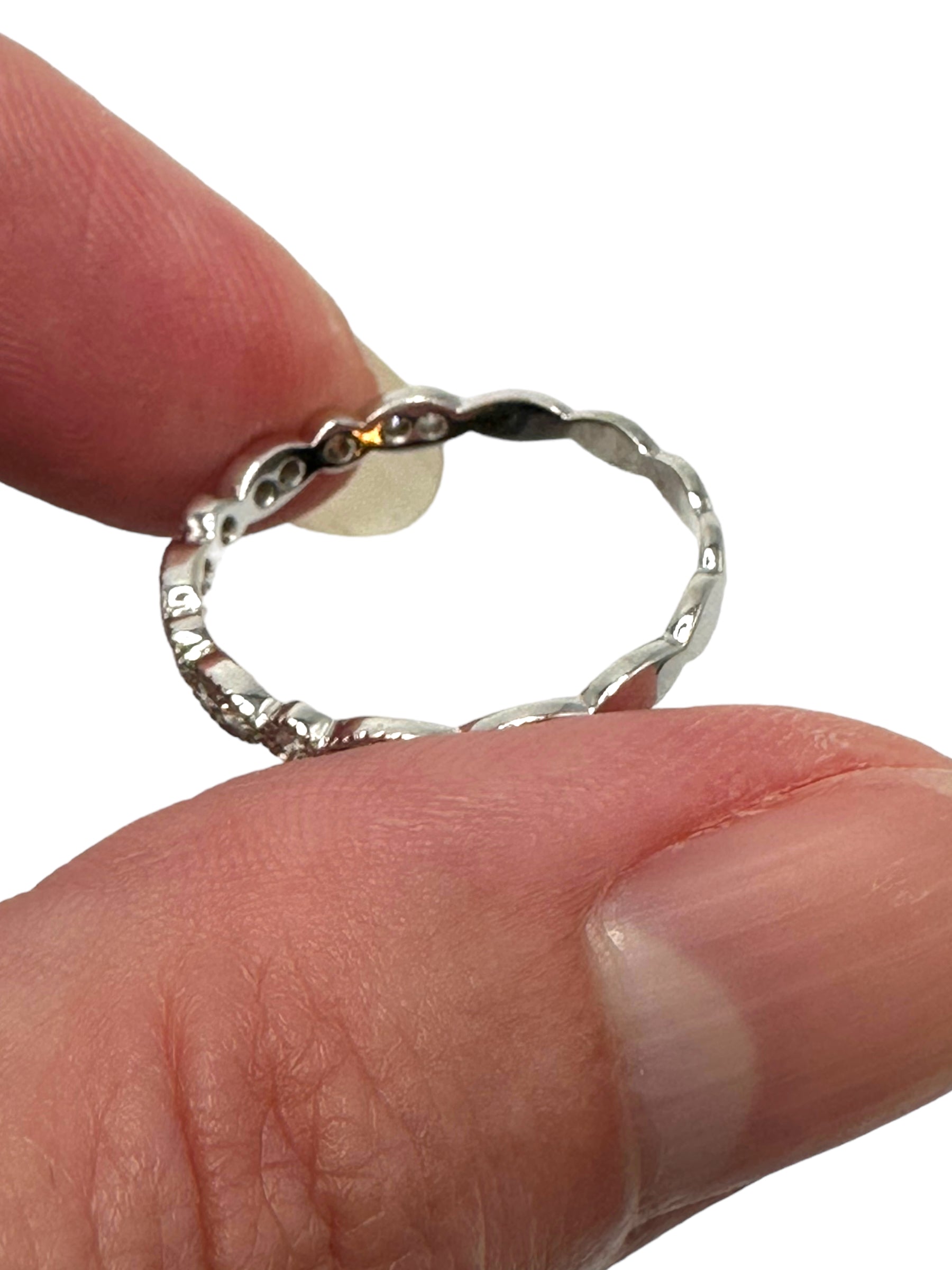 14k White Gold Diamond Fancy Stacker Ring