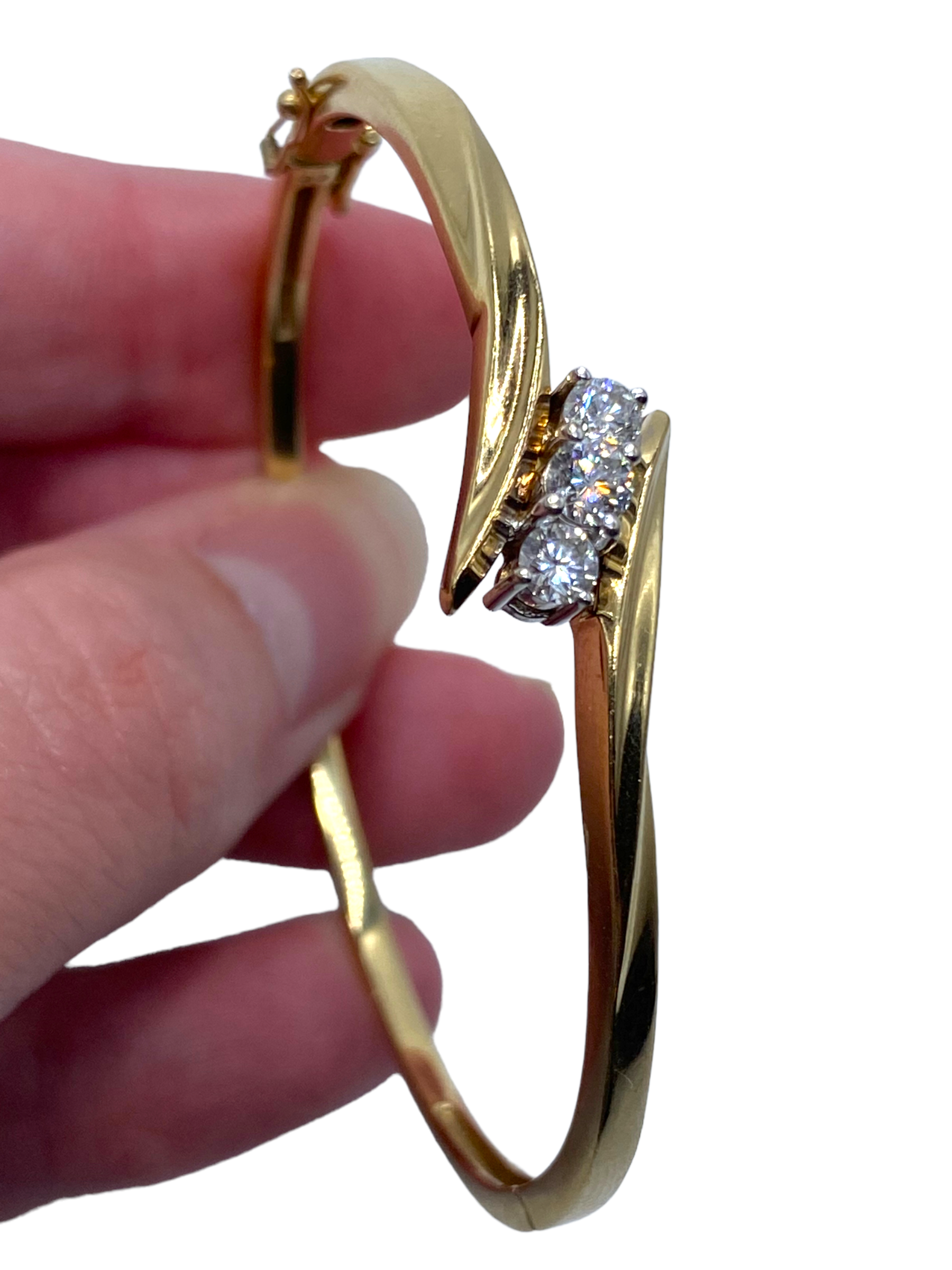 14k Diamond Crossover Bangle Bracelet
