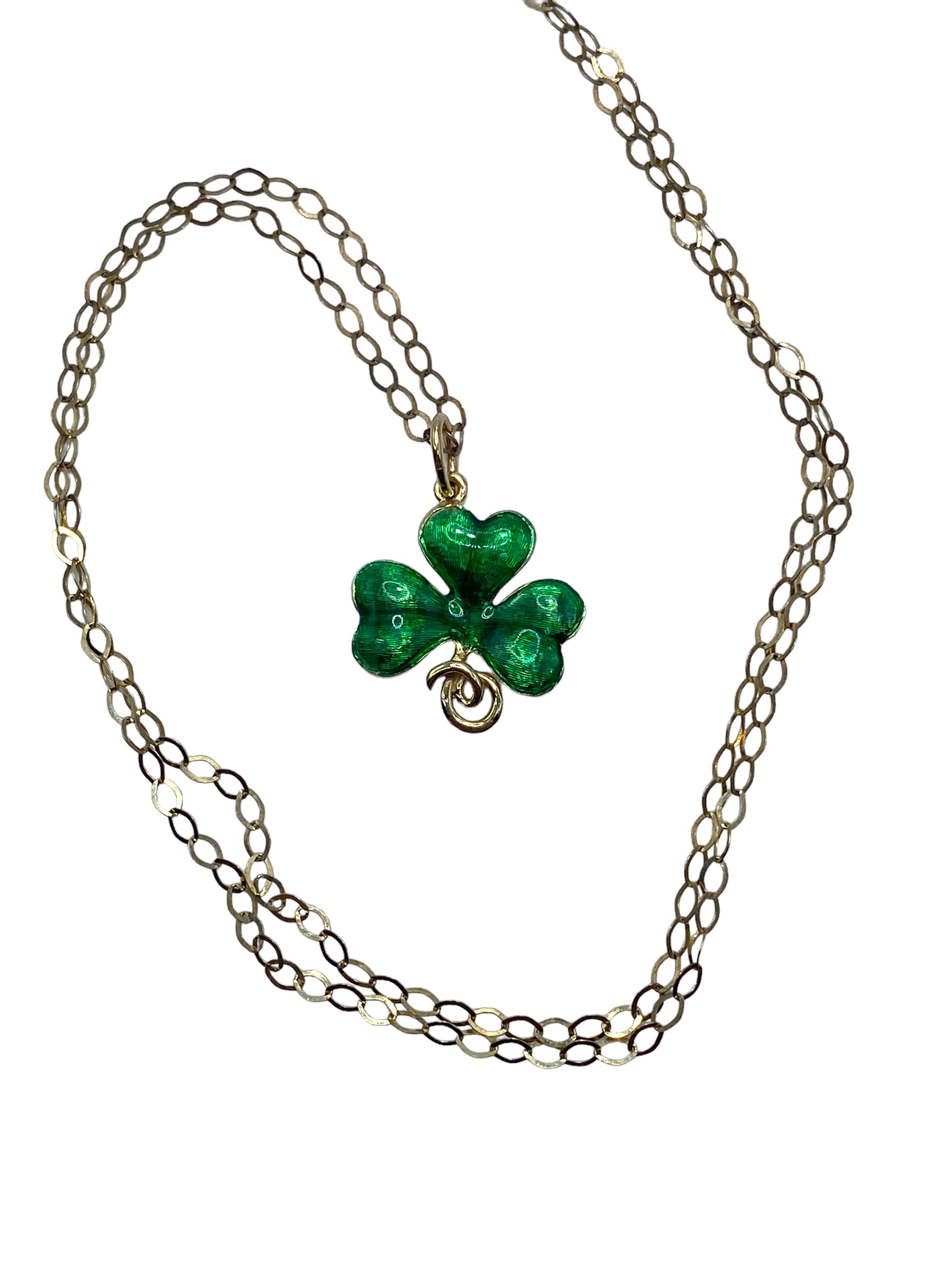 14k Clover Enamel Pendant Necklace