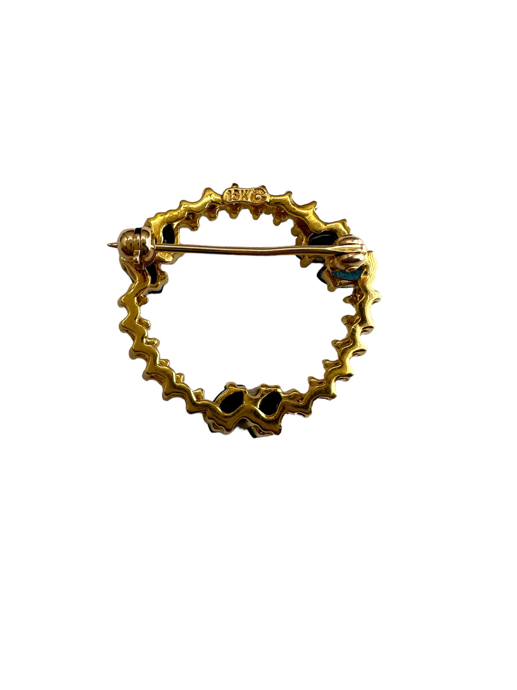 18k Diamond Sapphire Circle Brooch