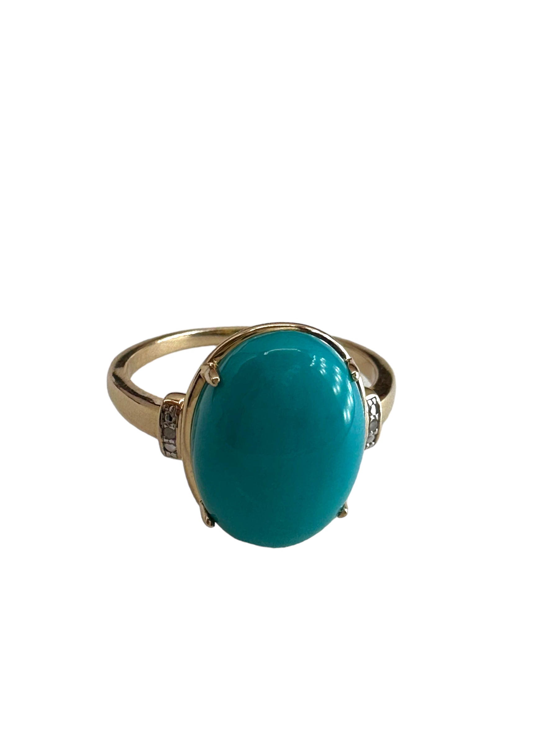 14k Turquoise Diamond Ring