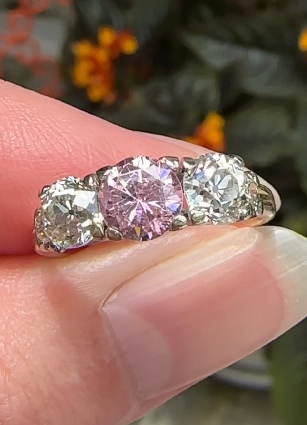 14k Diamond Pink Zircon Ring