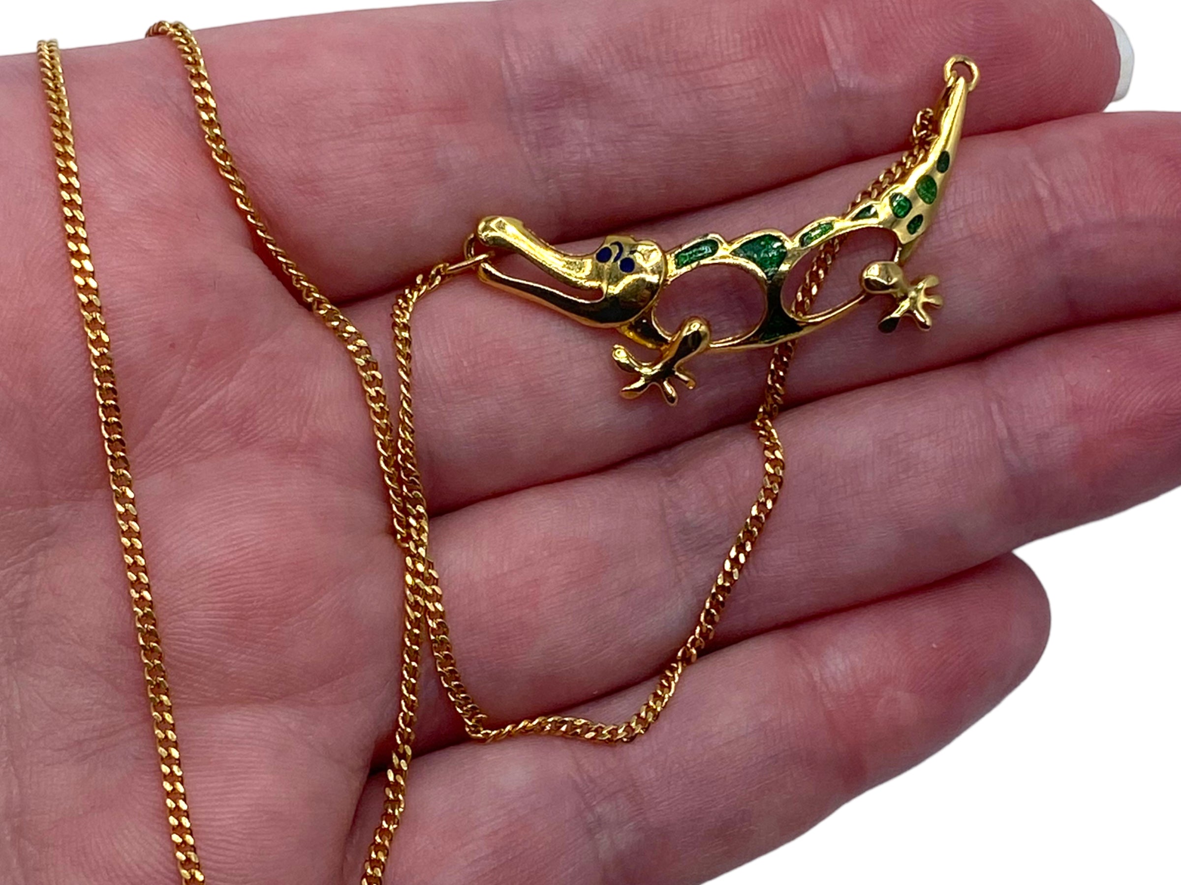 18k Enamel Alligator Necklace
