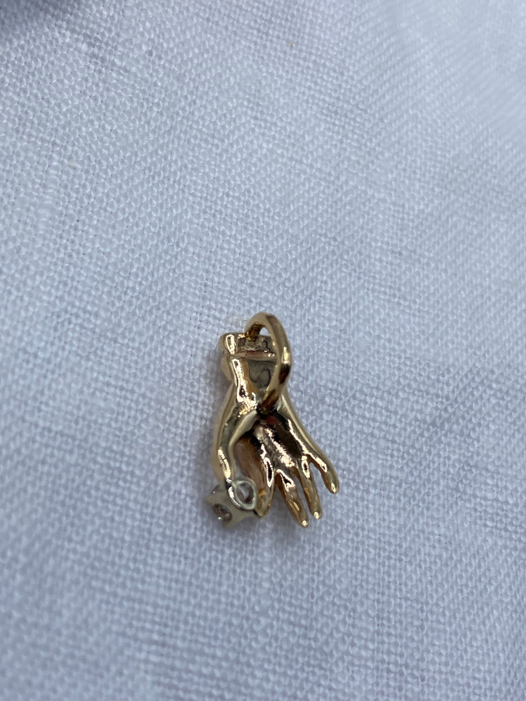 14k Diamond Hand Pendant