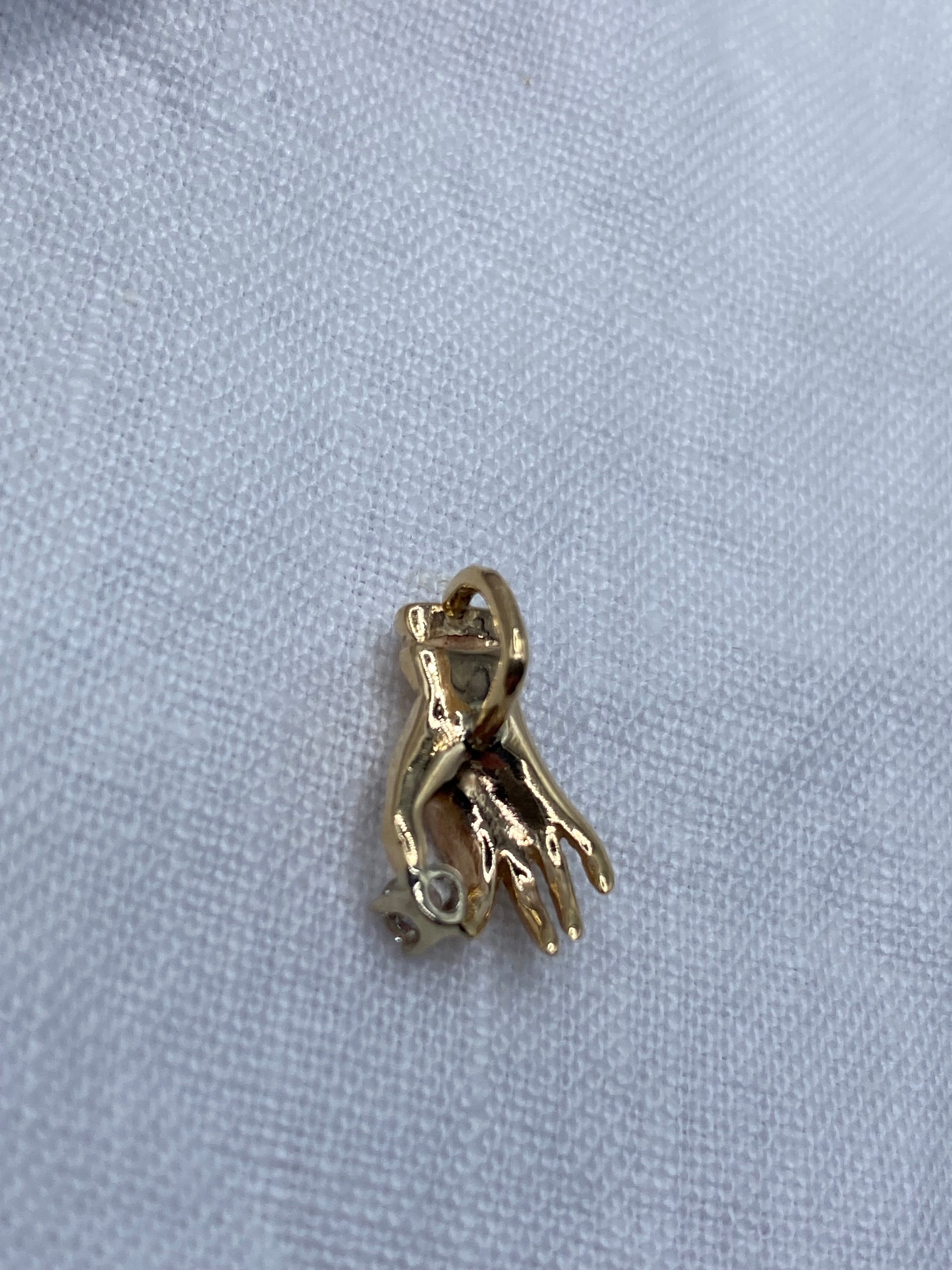 14k Diamond Hand Pendant