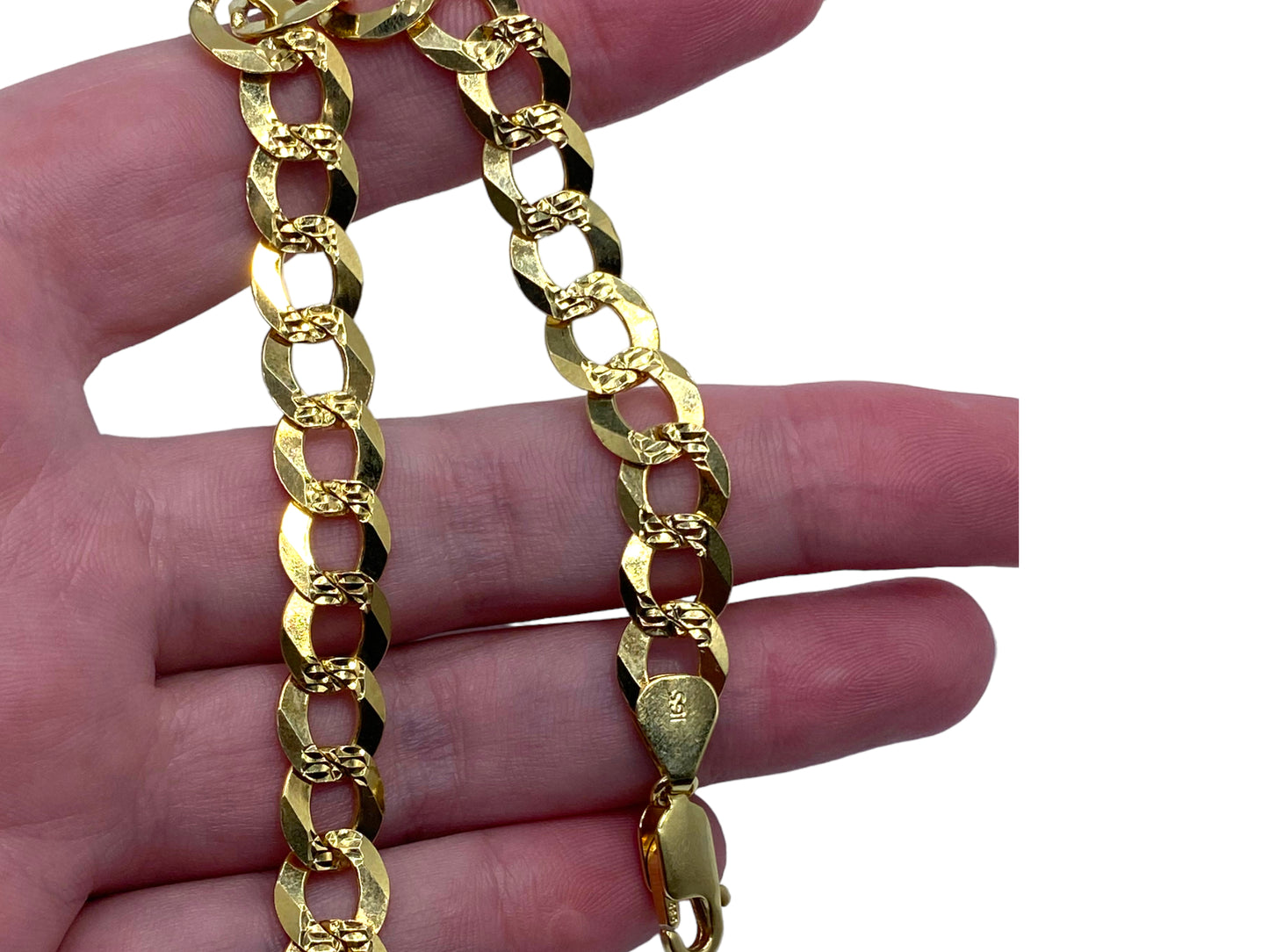 14k Flattened Curb Charm Bracelet